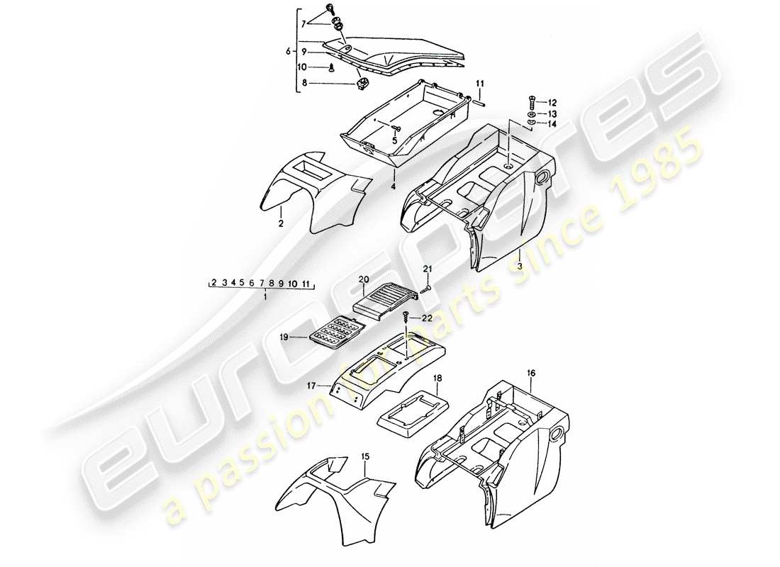 porsche 1992 (928) staukasten-ersatzteildiagramm