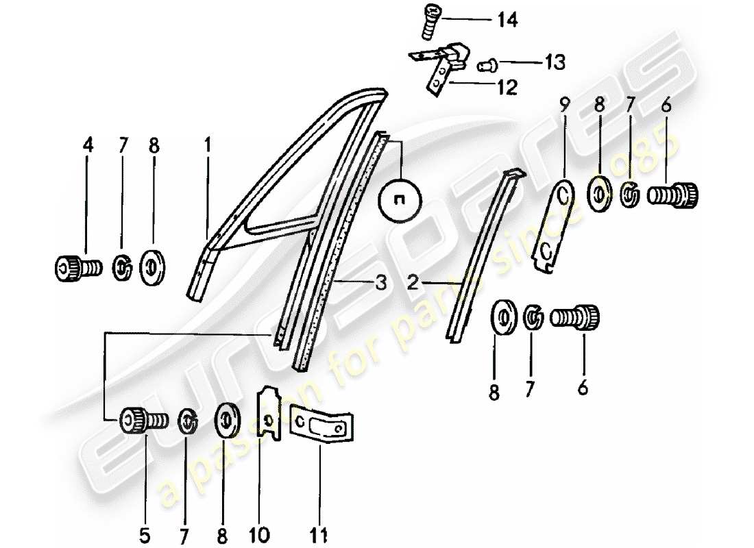porsche 1982 (911) fensterrahmen ersatzteildiagramm