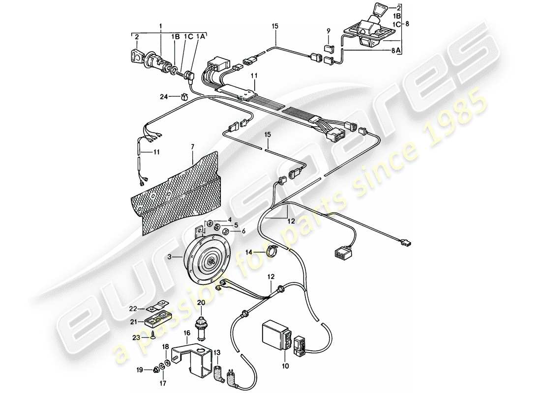 porsche 1978 (928) alarmsystem teilediagramm