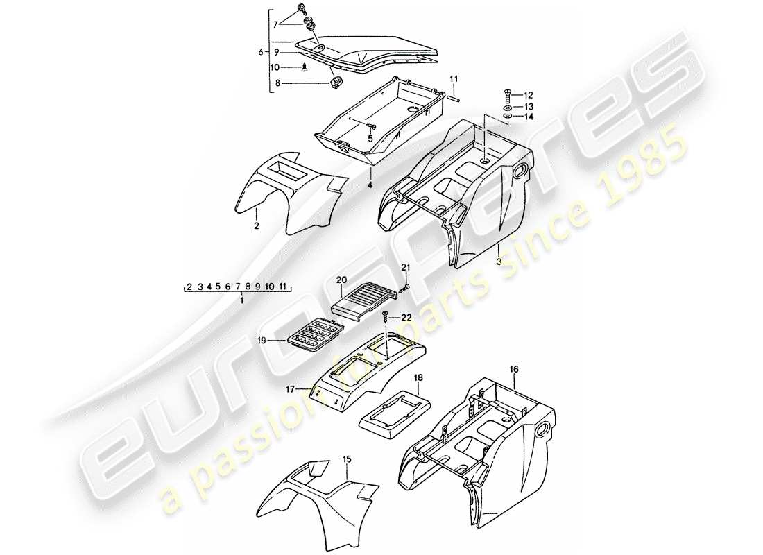 porsche 1987 (928) staukasten-ersatzteildiagramm
