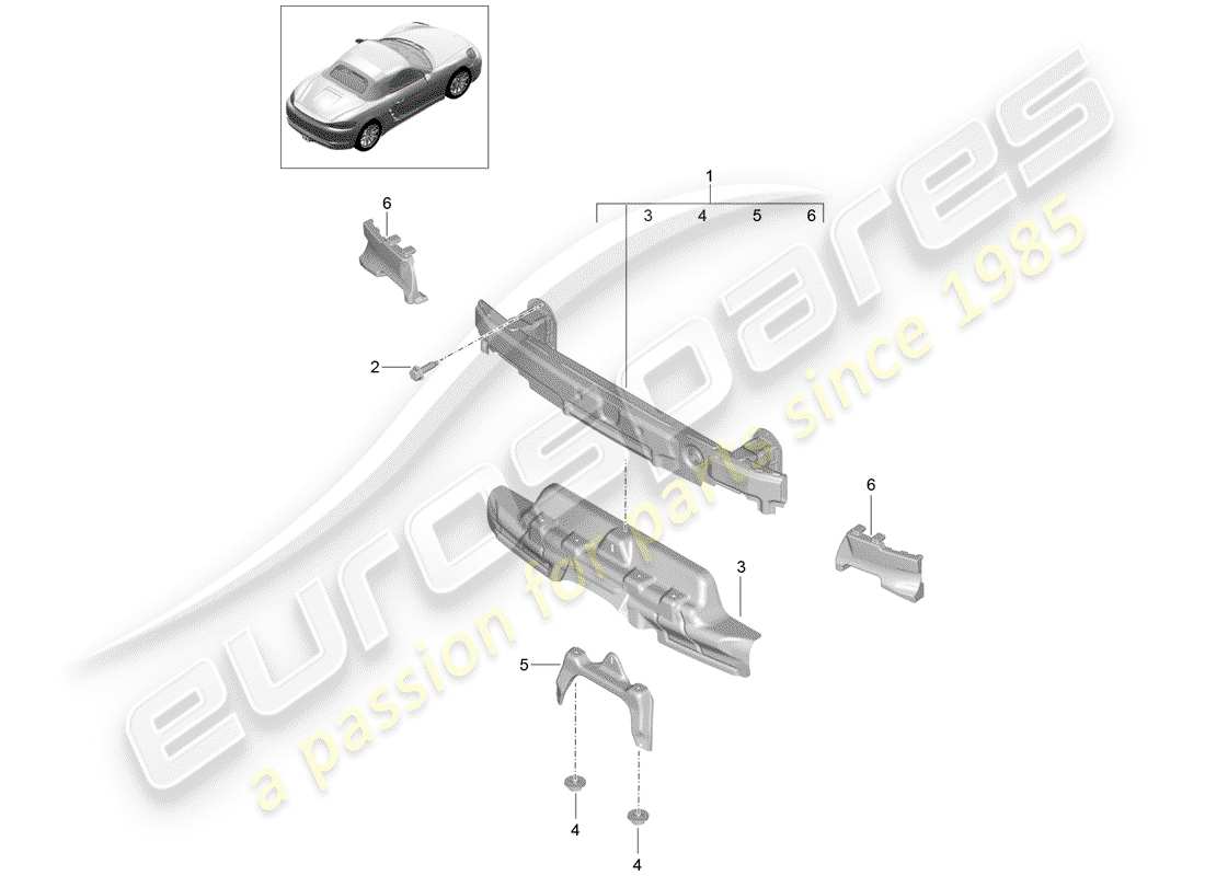 porsche 2020 (718 boxster) stoßstangenhalterung - ersatzteildiagramm