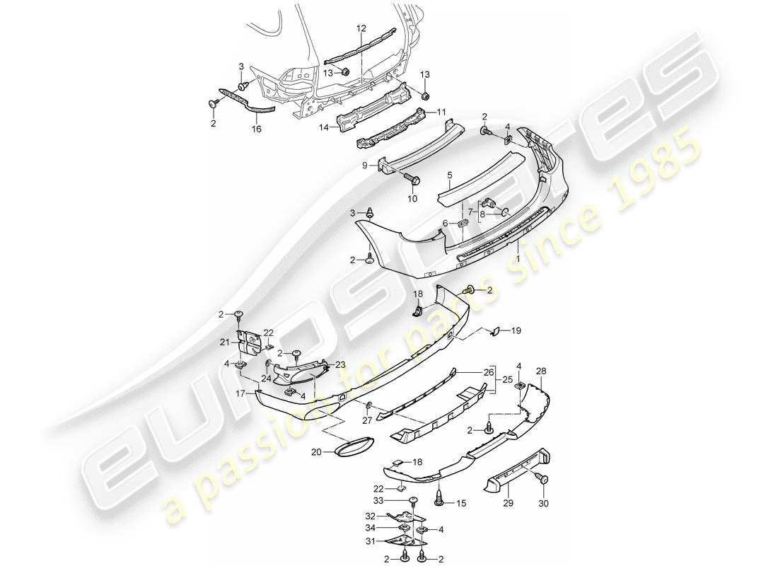 porsche 2008 (cayenne e1 9pa) lining ersatzteildiagramm