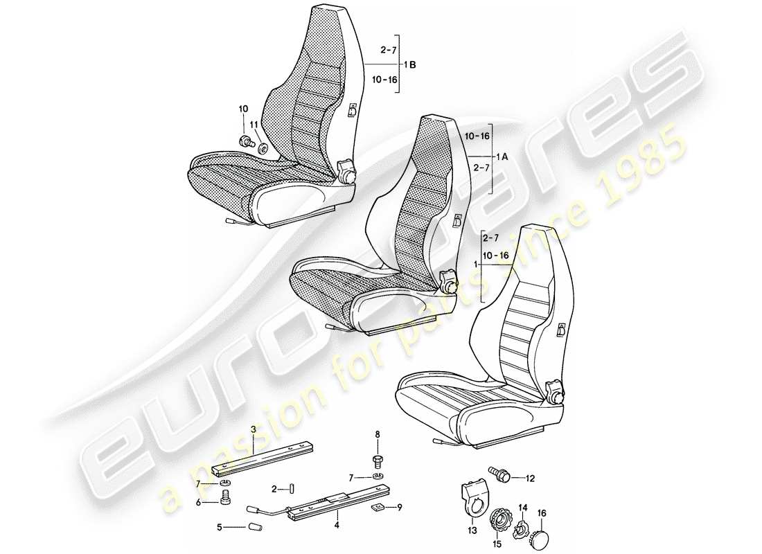 porsche 1984 (928) sportsitz - manuell einstellbar - komplett - d >> - mj 1984 ersatzteildiagramm