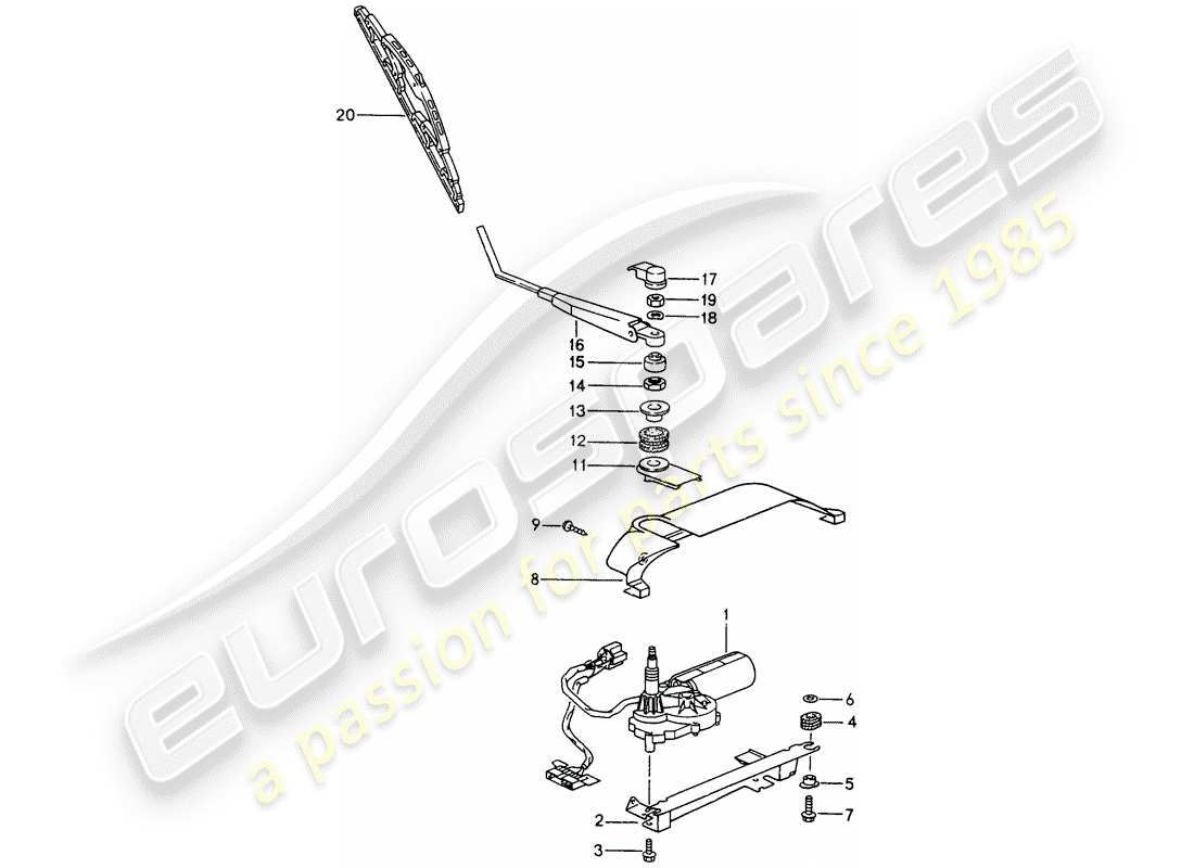 porsche 1996 (993) heckscheibenwischer teilediagramm