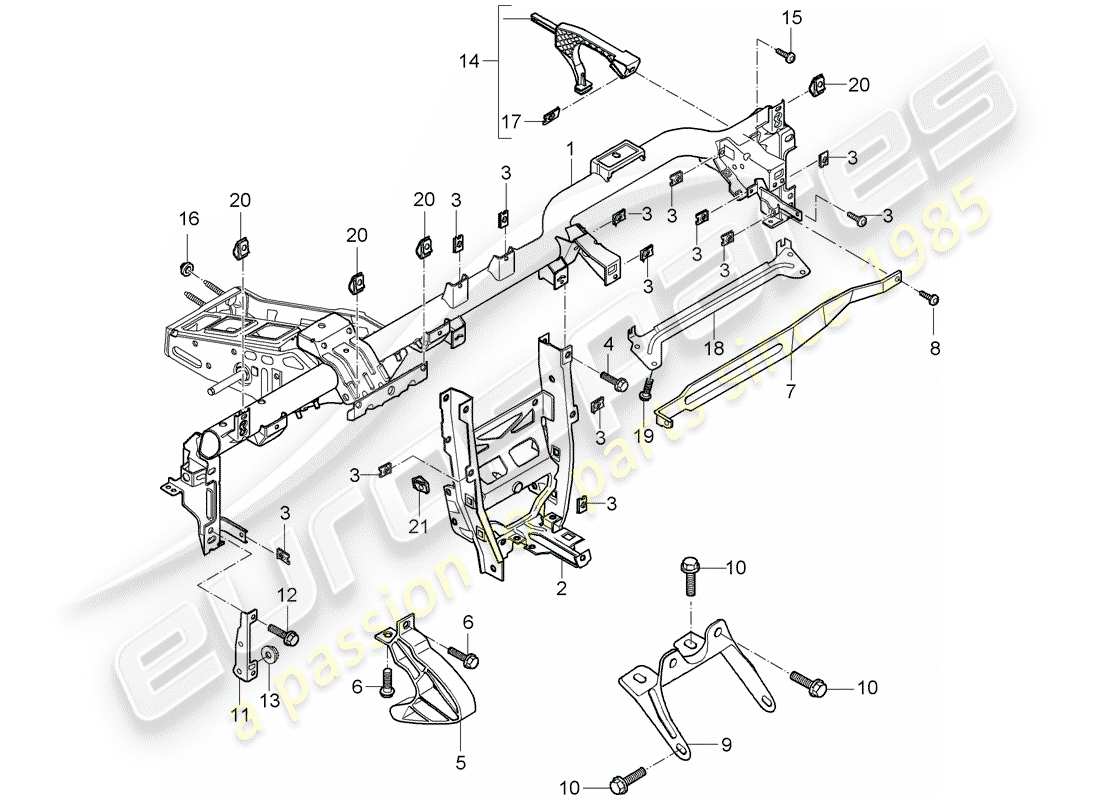porsche 2011 (997-2 gt3) halterahmen ersatzteildiagramm