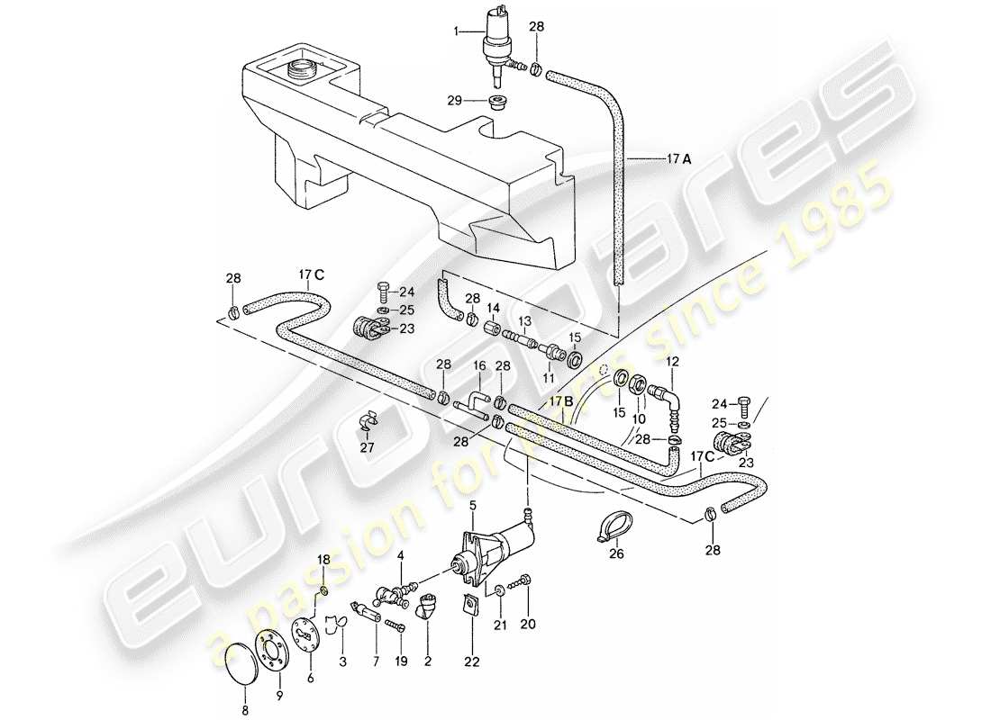 porsche 1987 (959) scheibe teilediagramm