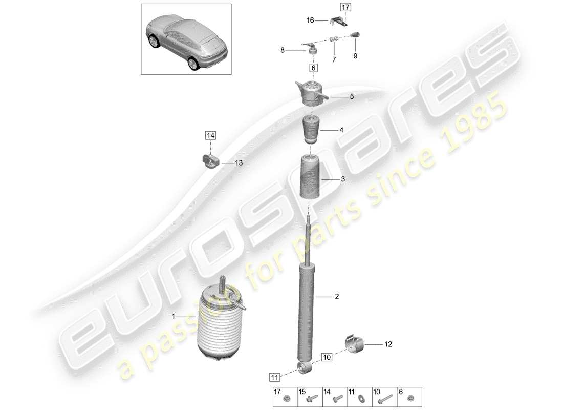 porsche 2020 (macan) luftfederung teilediagramm
