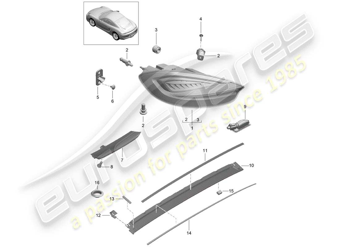 porsche 2015 (981 cayman) rücklicht ersatzteildiagramm