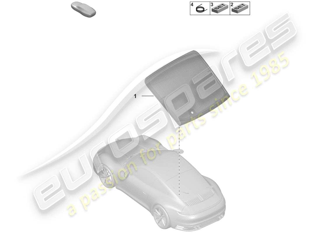 porsche 2019 (992-1) heckscheibenglas teilediagramm