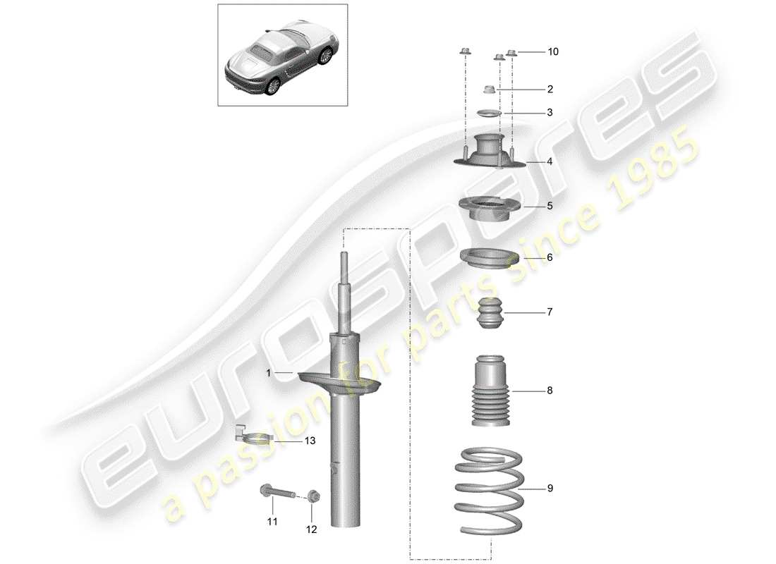 porsche 2020 (718 boxster) stoßdämpfer-ersatzteildiagramm