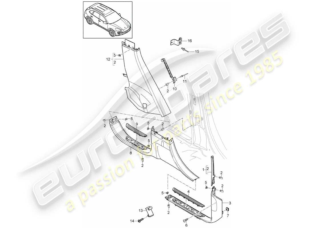 porsche 2011 (cayenne e2 92a) lining ersatzteildiagramm