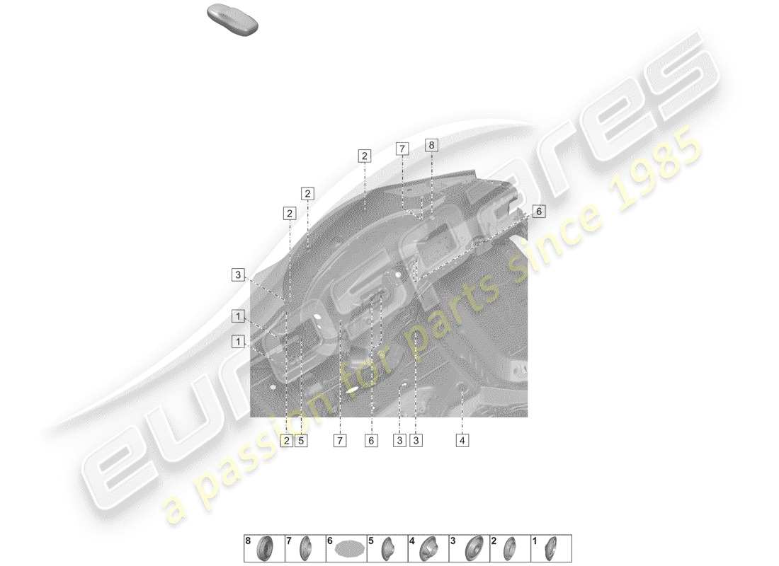 porsche 2020 (992-1) stopfen für karosserie ersatzteildiagramm
