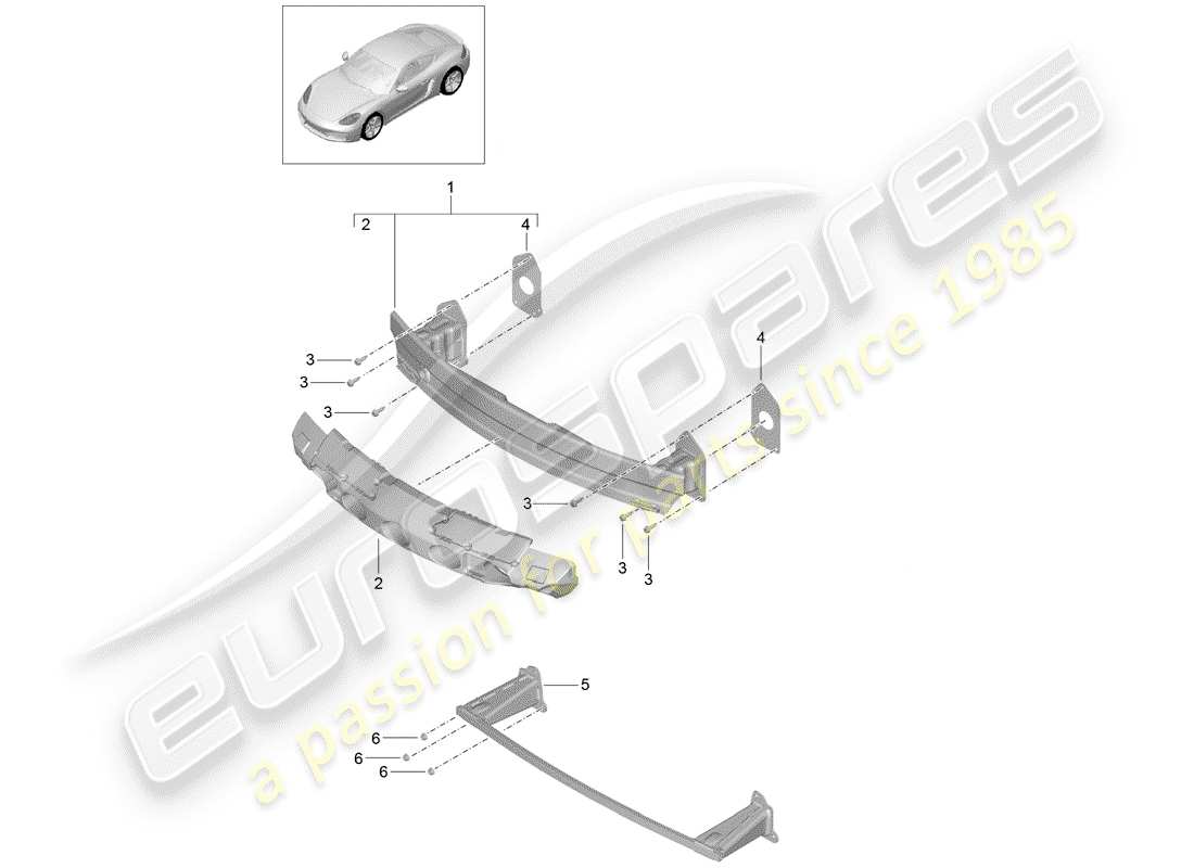 porsche 2017 (718 cayman) stoßstangenhalterung - ersatzteildiagramm