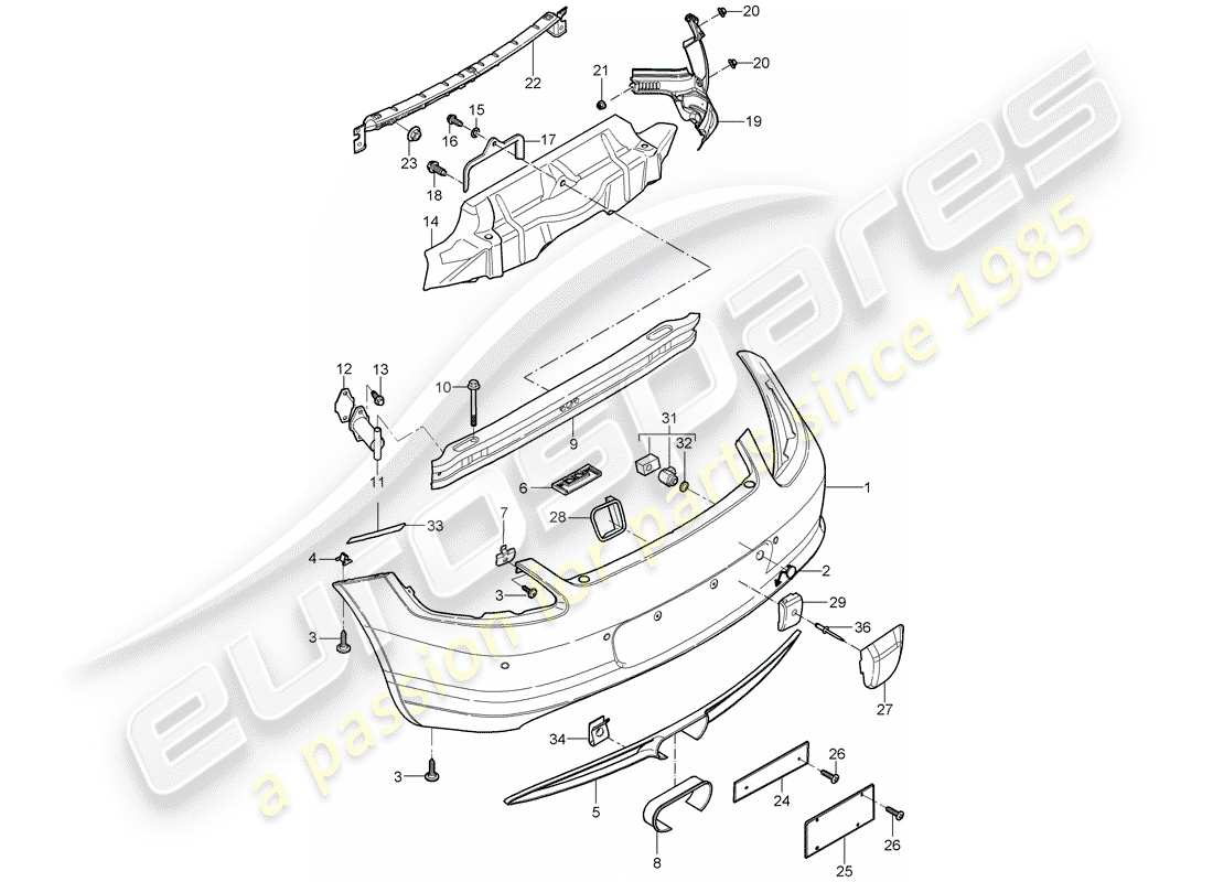 porsche 2008 (987 cayman) stoßstange ersatzteildiagramm