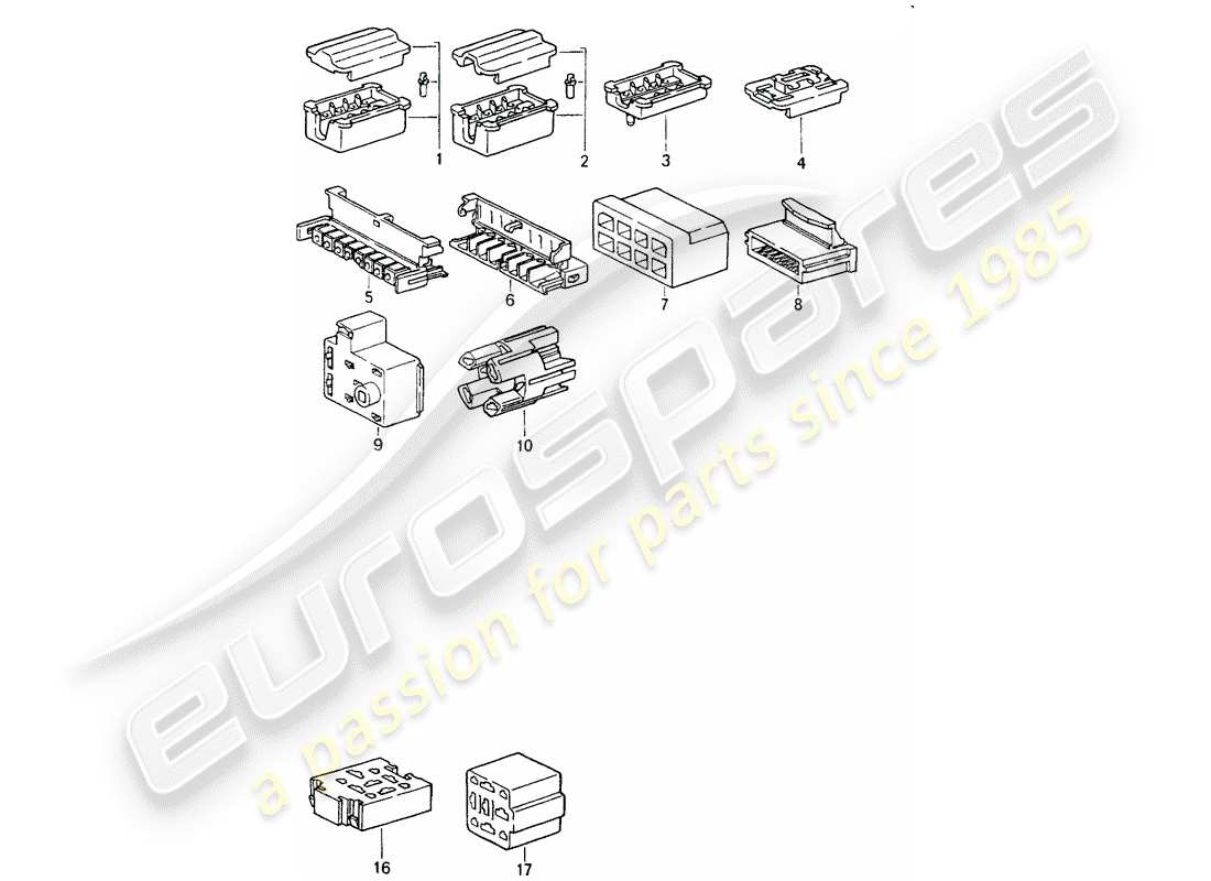 porsche 1989 (964) steckverbindergehäuse - 8-pole - 9-pole ersatzteildiagramm