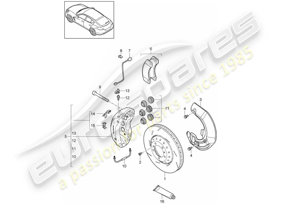 porsche 2016 (panamera 970) scheibenbremsen ersatzteildiagramm