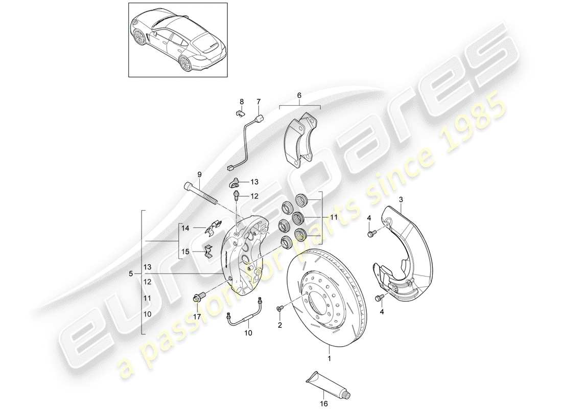porsche 2011 (panamera 970) scheibenbremsen ersatzteildiagramm