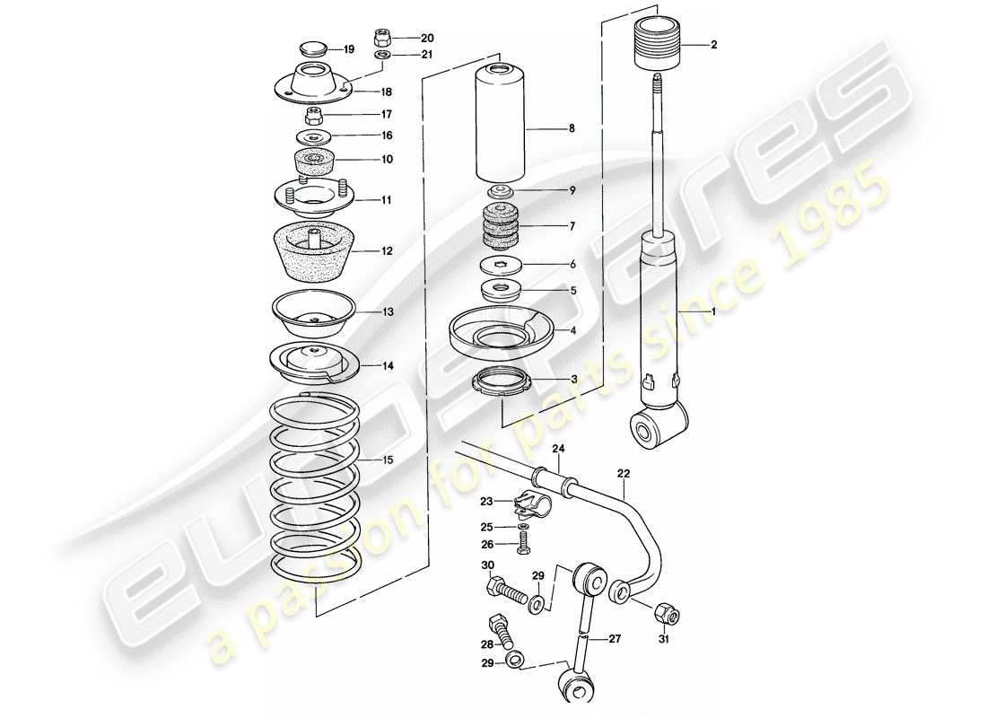 porsche 1978 (928) aufhängung - stabilisator ersatzteildiagramm