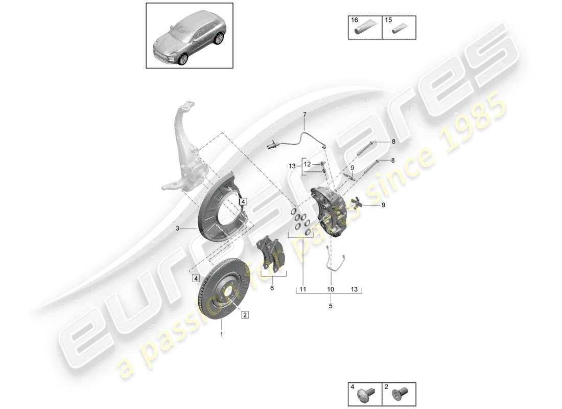 porsche 2019 (macan) scheibenbremsen ersatzteildiagramm