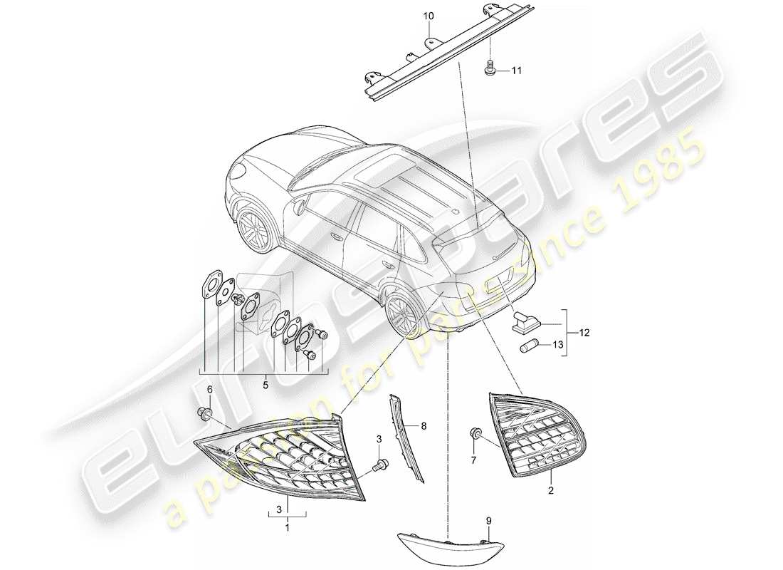 porsche 2013 (cayenne e2 92a) rücklicht ersatzteildiagramm