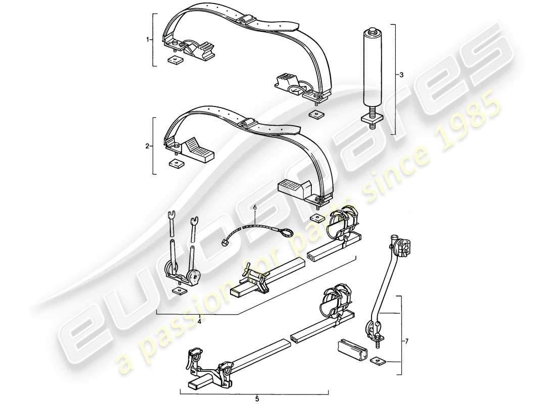 porsche 1978 (928) dachtransportsystem ersatzteildiagramm