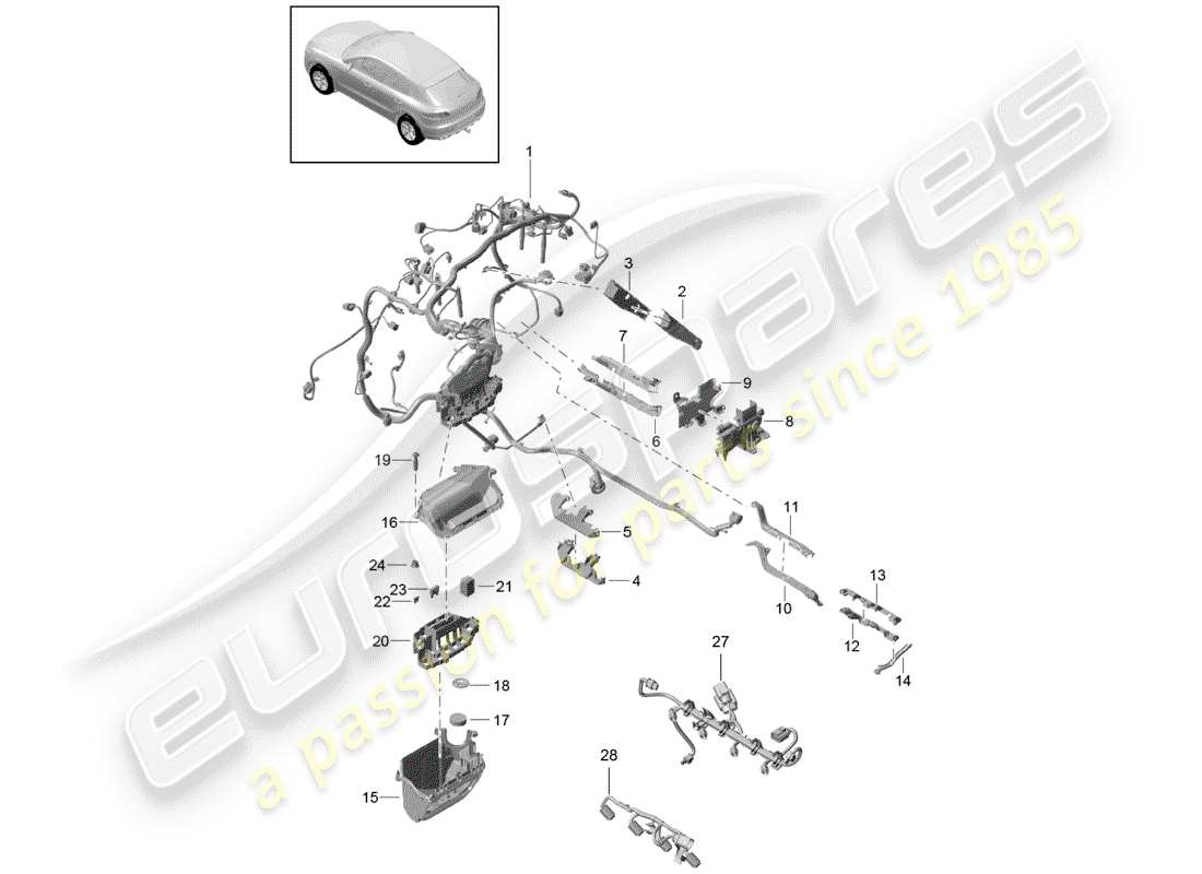 porsche 2017 (macan) harness-ersatzteildiagramm