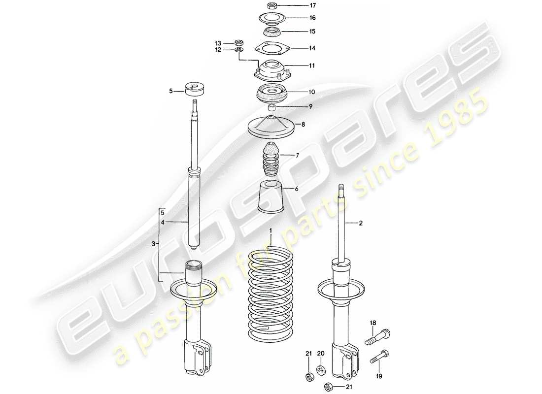 porsche 1988 (944) aufhängung - stossdämpfer ersatzteildiagramm