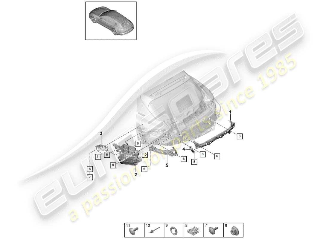 porsche 2020 (panamera 971-1) befestigungselemente ersatzteildiagramm