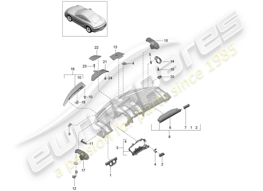 porsche 2015 (981 cayman) zubehör teilediagramm