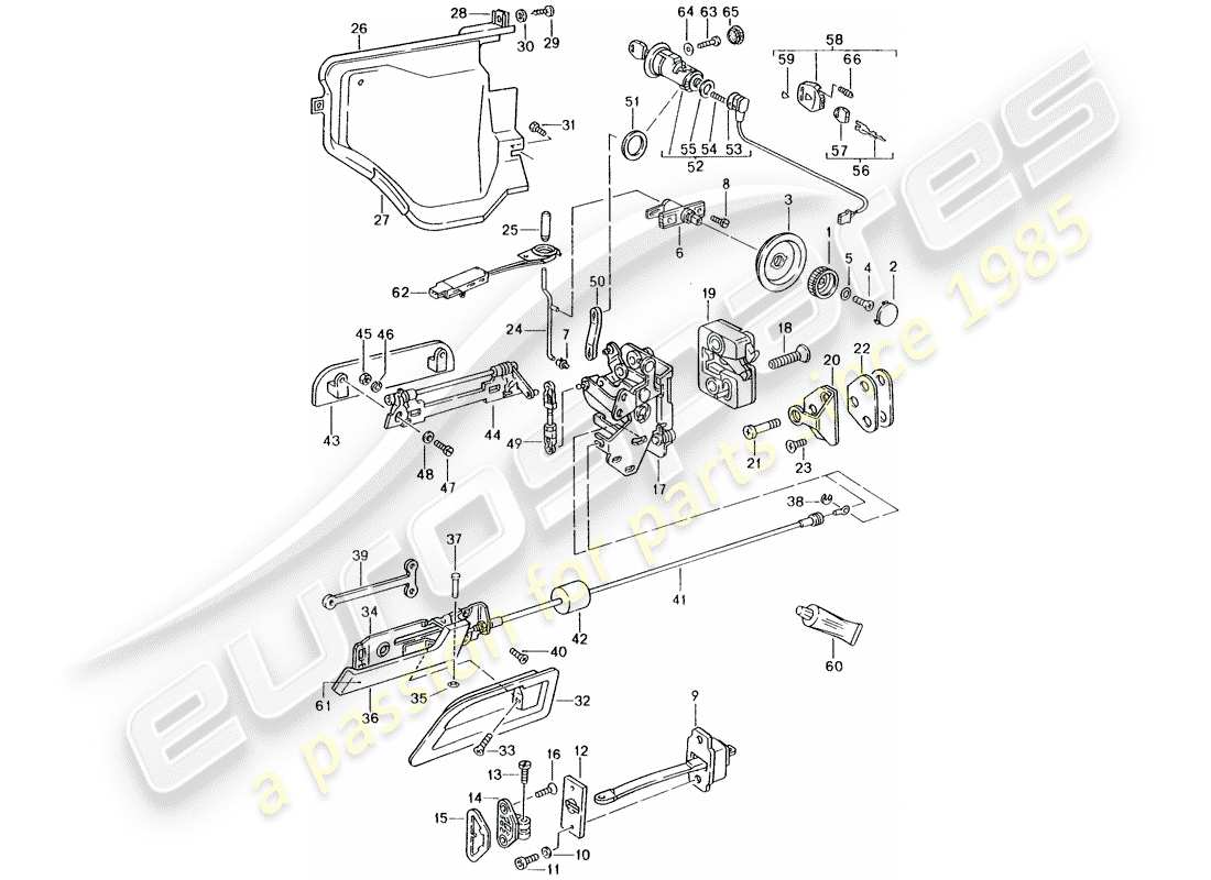 porsche 1990 (928) installationsteile - für - tür ersatzteildiagramm