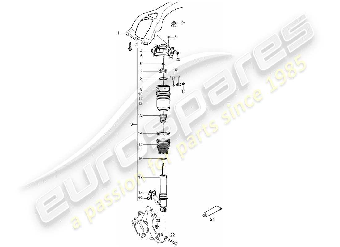 porsche 2008 (cayenne e1 9pa) aufhängung teilediagramm