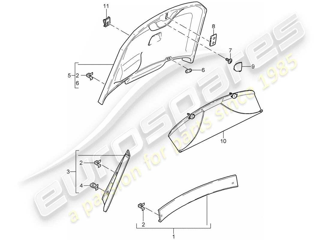 porsche 2007 (987 cayman) trims-teilediagramm