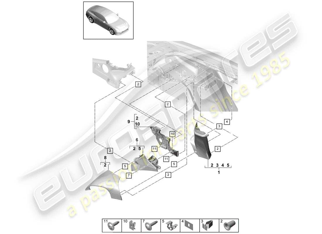 porsche 2019 (panamera 971-1) lining ersatzteildiagramm