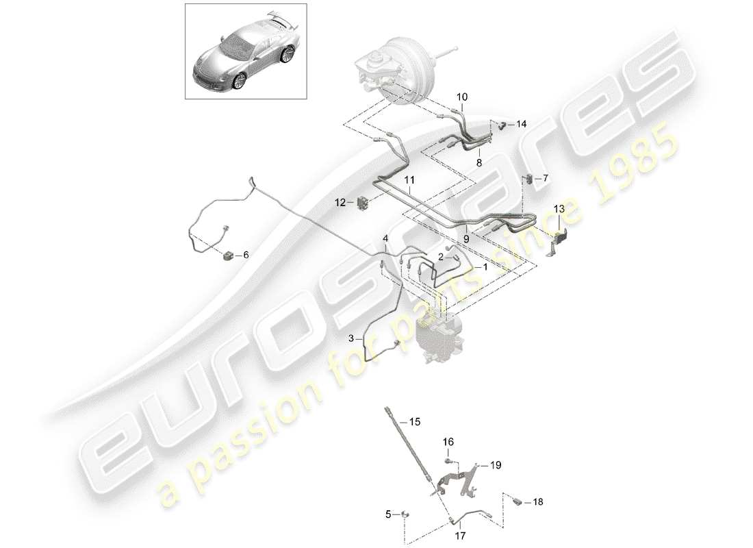 porsche 2017 (991-2 r/gt3/rs) bremsleitung ersatzteildiagramm
