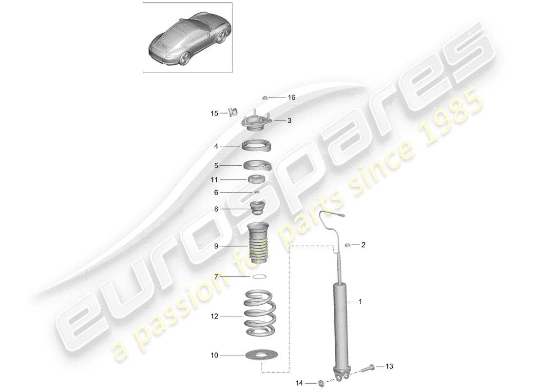 porsche 2013 (991-1) stossdämpfer teilediagramm