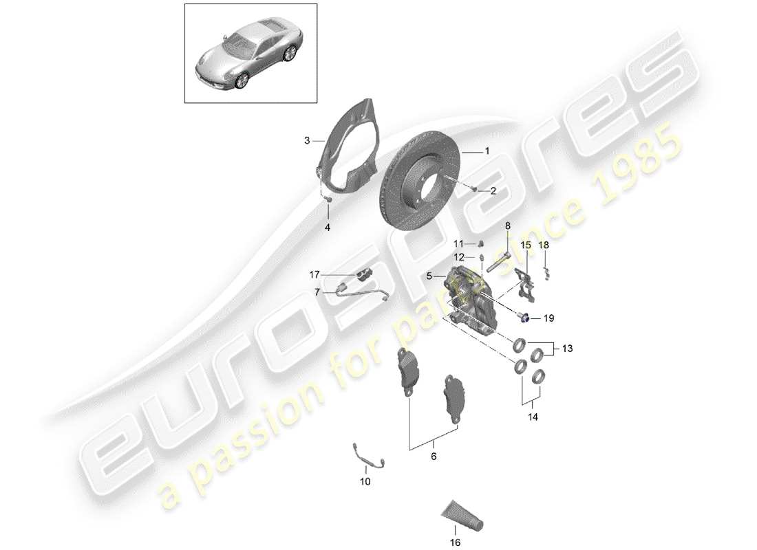 porsche 2012 (991-1) scheibenbremsen ersatzteildiagramm
