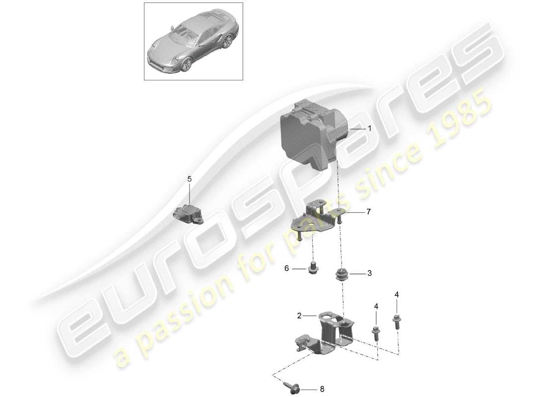 porsche 991 turbo (2020) hydraulikeinheit ersatzteildiagramm