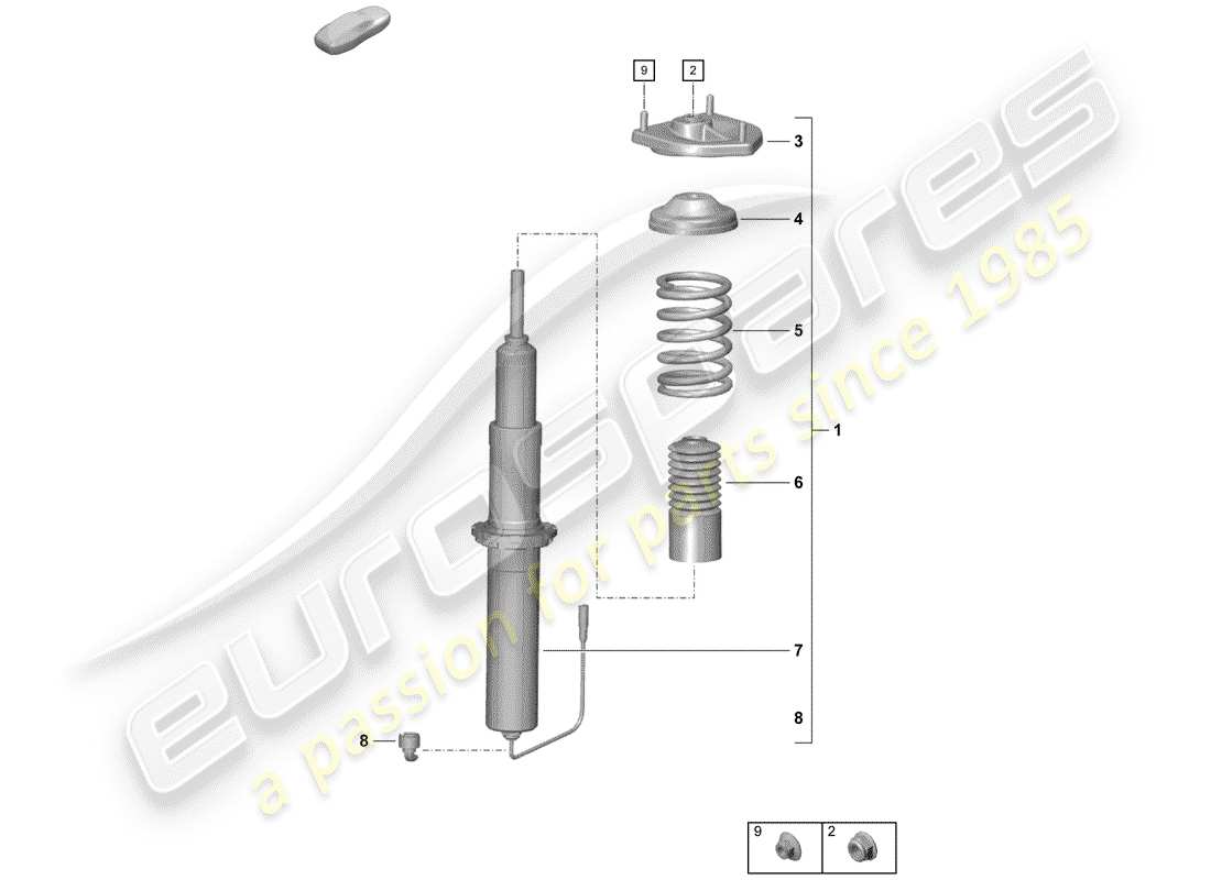 porsche 2019 (718 boxster spyder) stoßdämpfer-ersatzteildiagramm