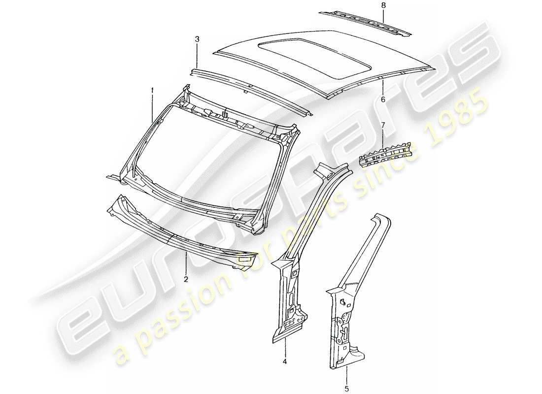porsche 2001 (996) cowl-teilediagramm