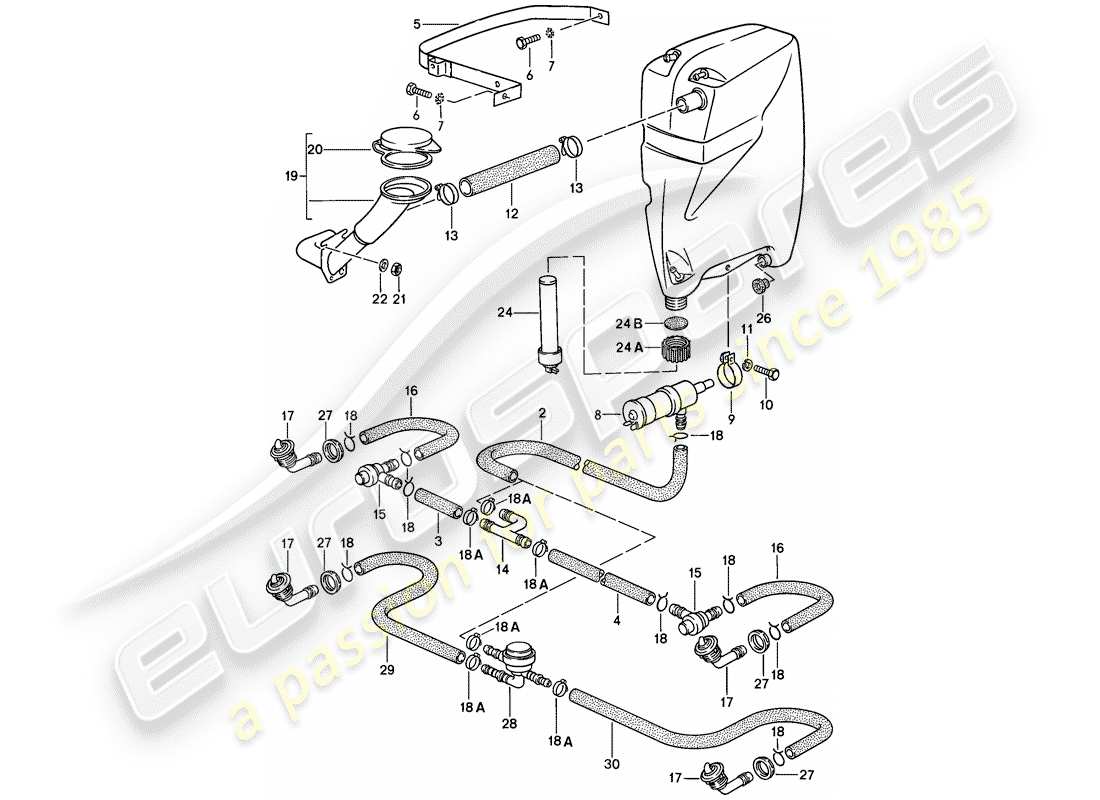 porsche 1985 (928) scheibe teilediagramm