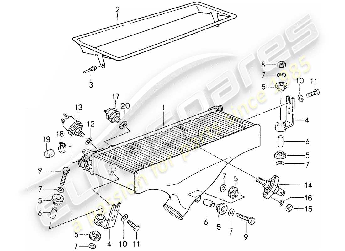 porsche 1993 (964) ladeluftkühler - teilediagramm