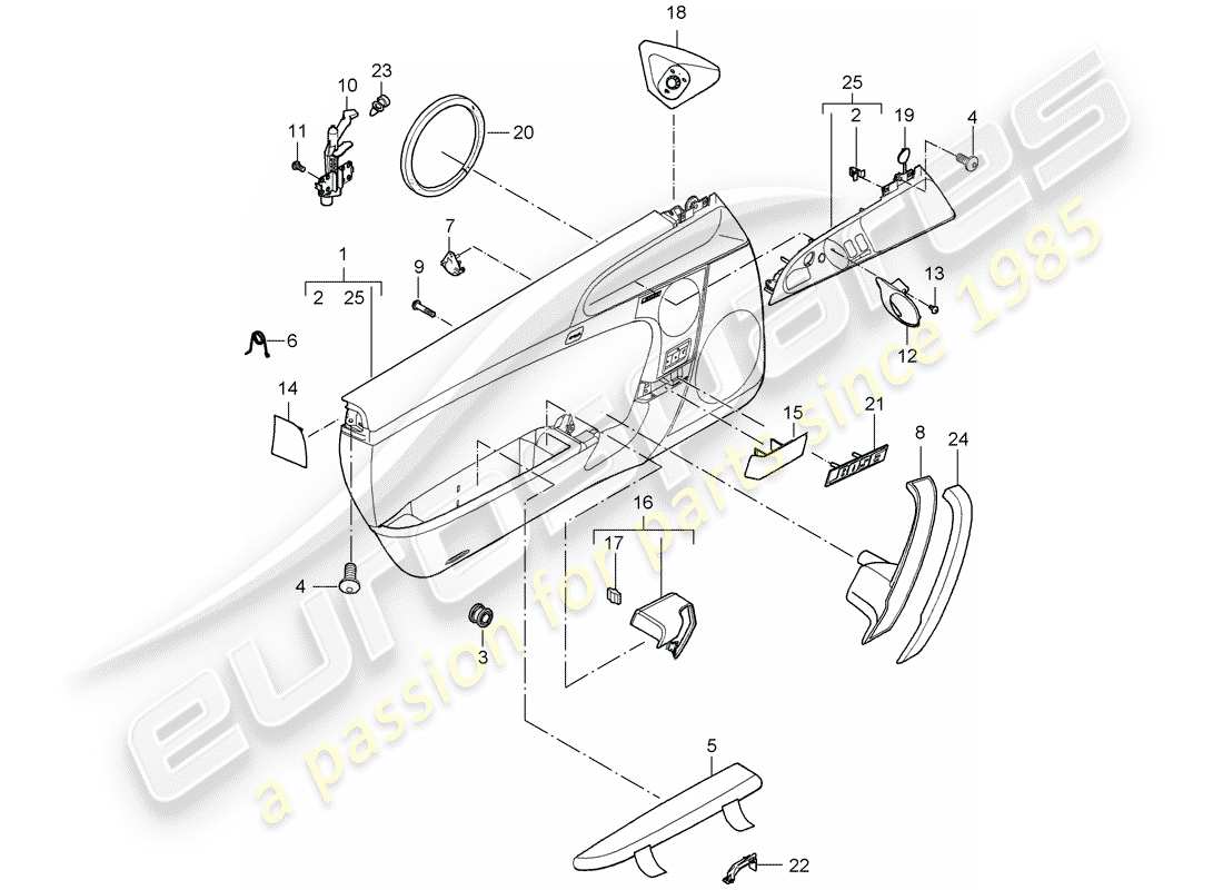 porsche 2008 (997-1 turbo / gt2) türplatte teilediagramm