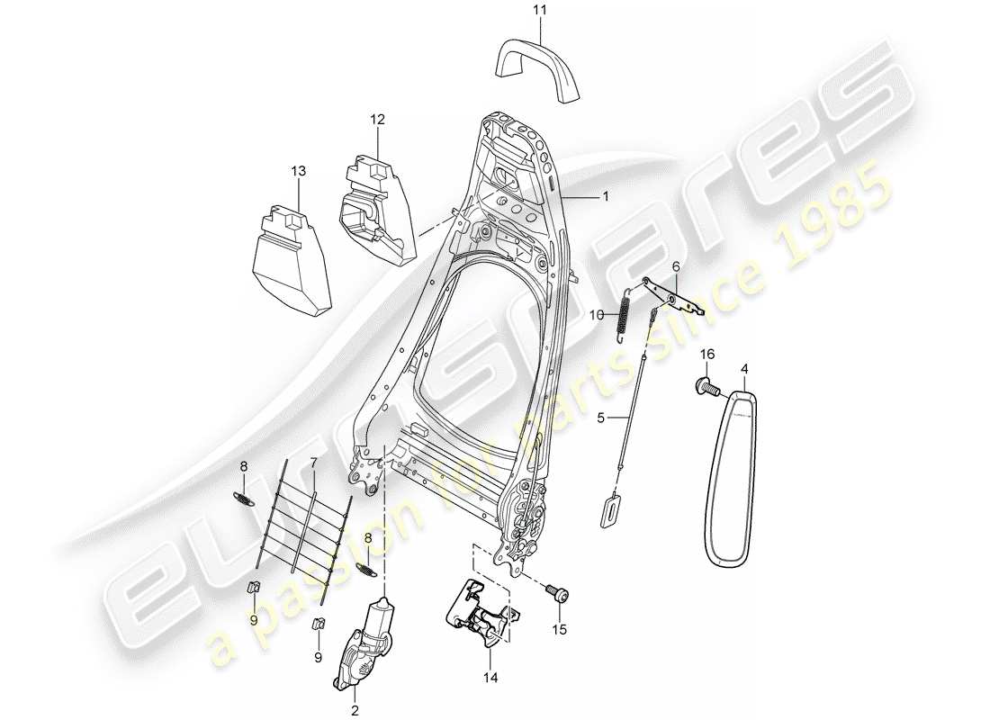 porsche 2009 (997-2 gt3) rückenlehnenrahmen ersatzteildiagramm