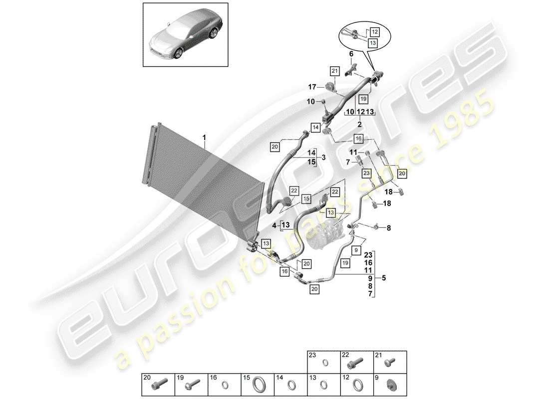 porsche 2017 (panamera 971-1) kältemittelkreislauf teilediagramm
