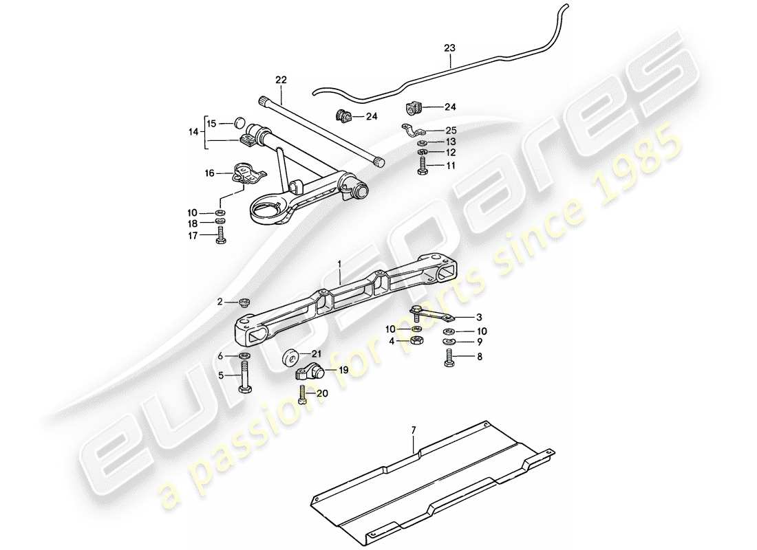 porsche 1986 (911) vorderachse - stabilisator teilediagramm