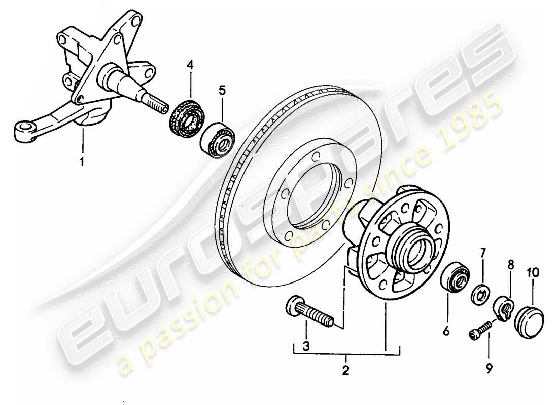 porsche 1994 (968) achsschenkel - schmiermittel ersatzteildiagramm