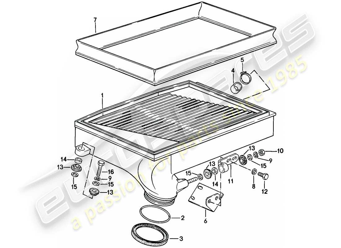 porsche 1986 (911) ladeluftkühler teilediagramm