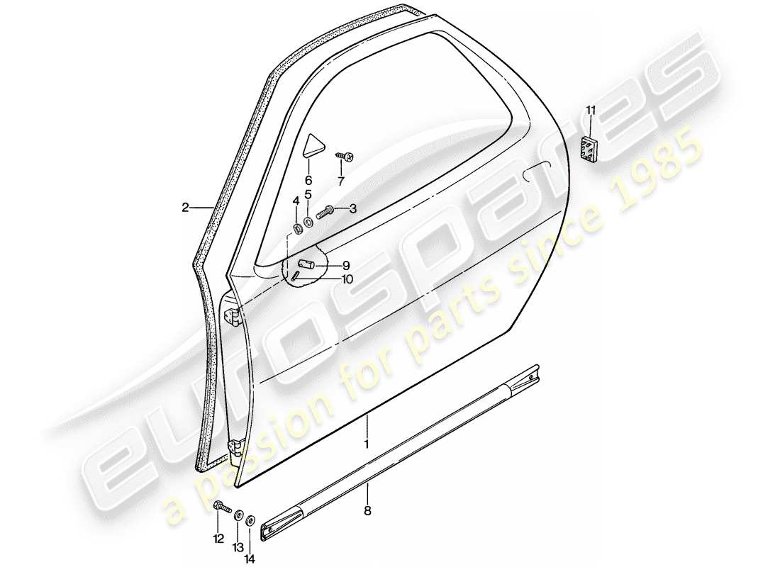 porsche 1979 (928) türschale teilediagramm
