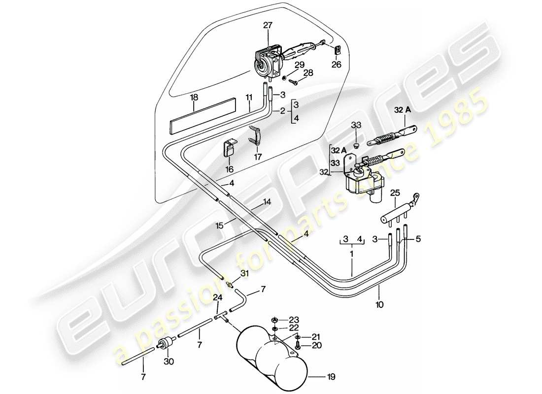 porsche 1978 (928) zentralverriegelungssystem ersatzteildiagramm