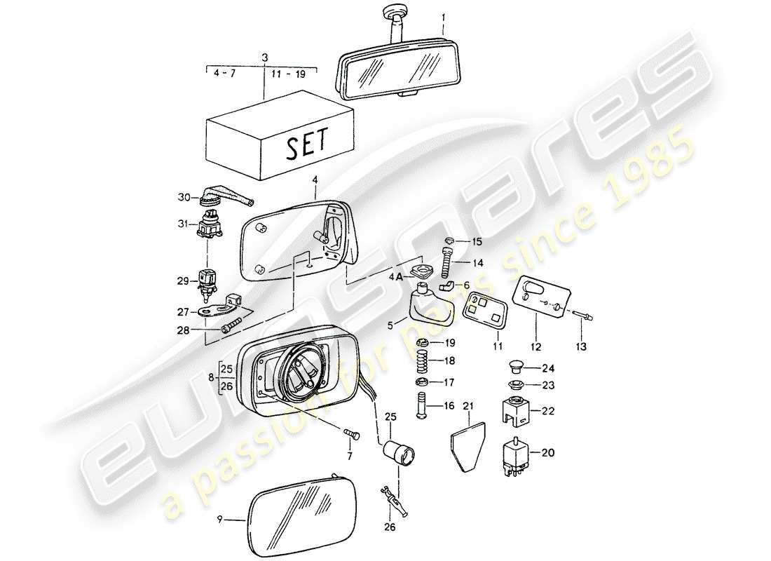 porsche 1993 (964) rückspiegel innen - rückspiegel - d >> - mj 1991 ersatzteildiagramm